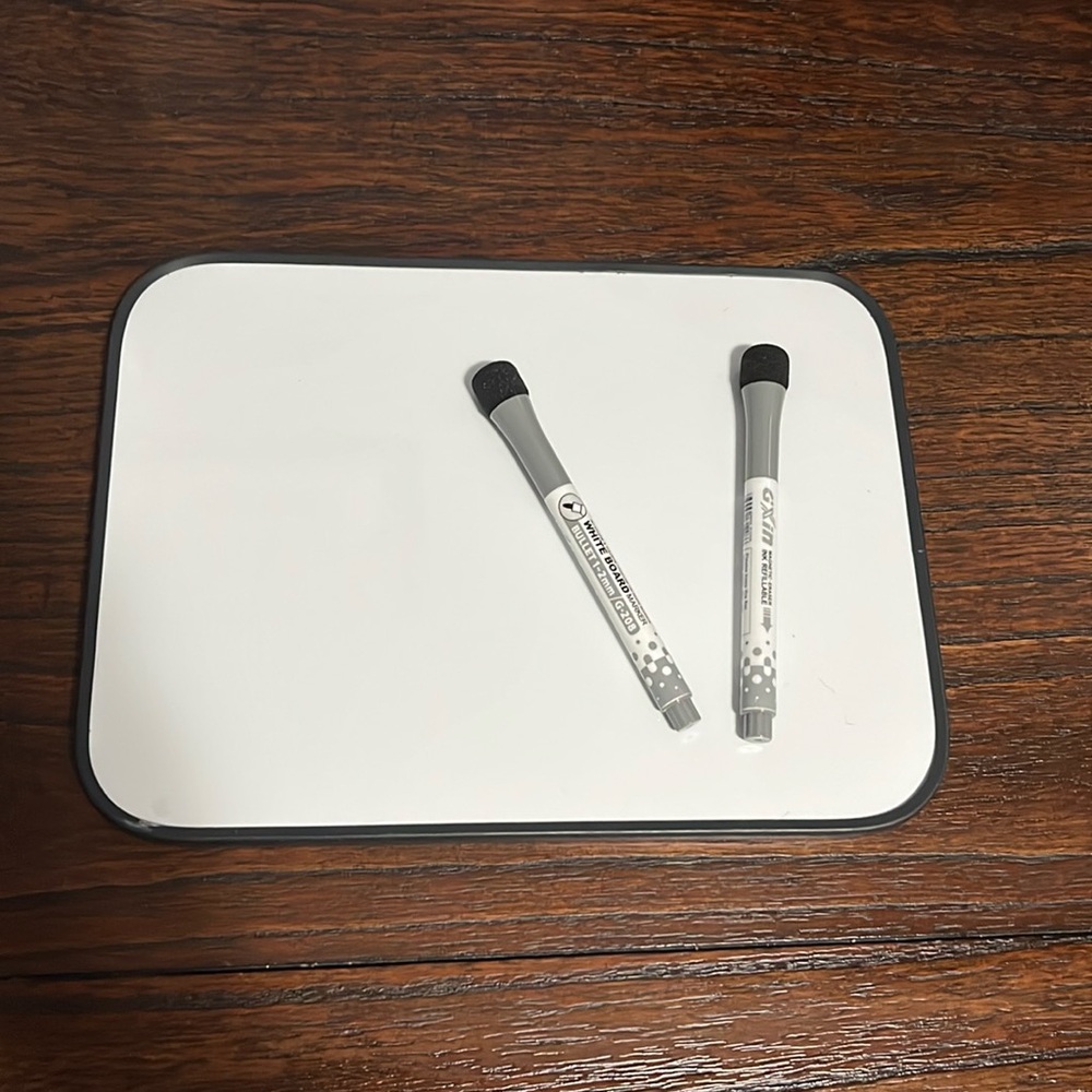 White Board and Magnetic Markers Small 8.5x11 Home Office School Supplies Black